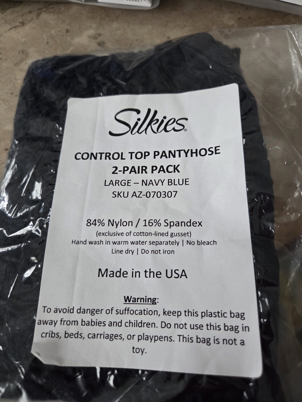 Silkies Navy Blue Control Top Pantyhose - 2 Pair Pack